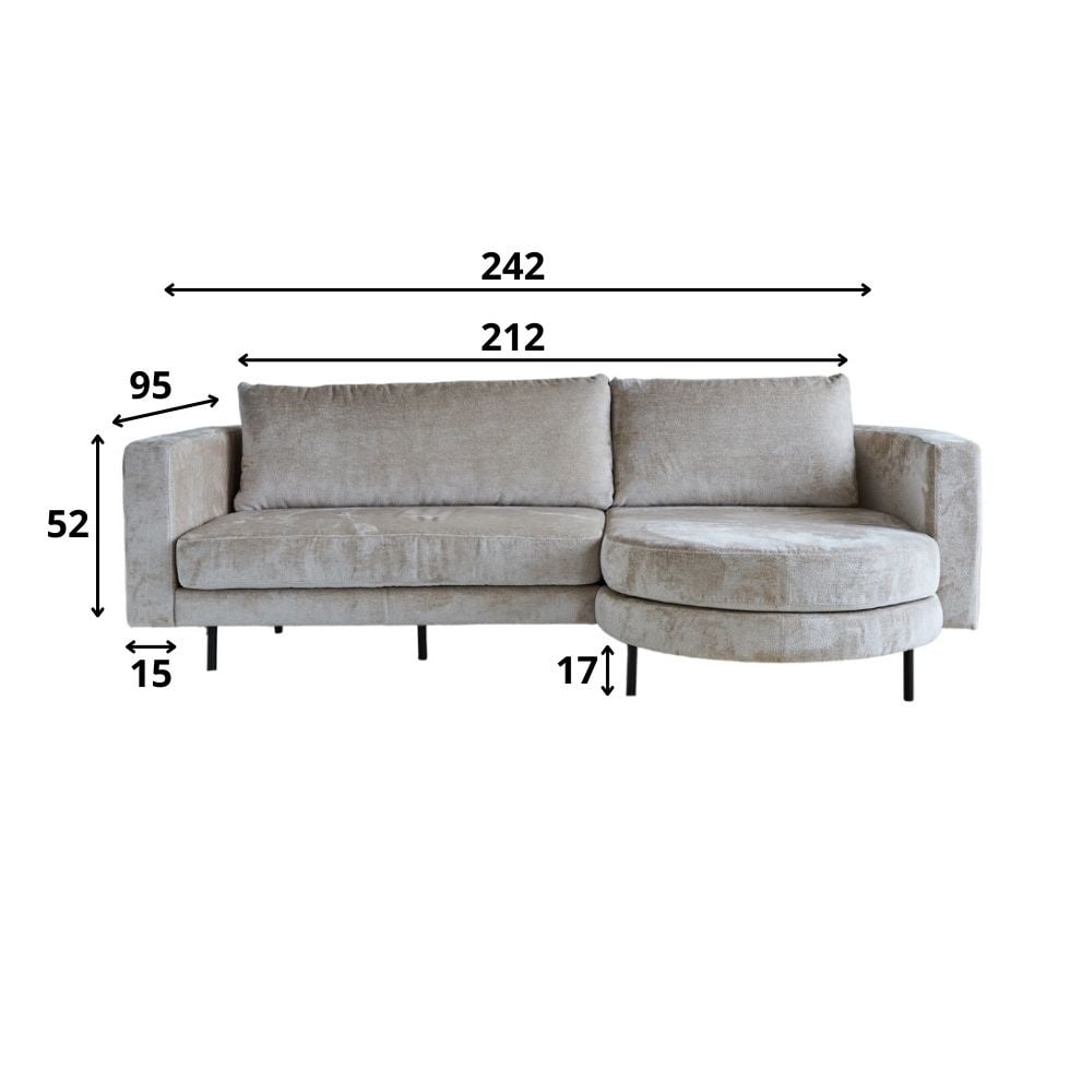 Sofa Bella Dimehouse Beige LxWxH 138x98x55 Fabric White photo size indication