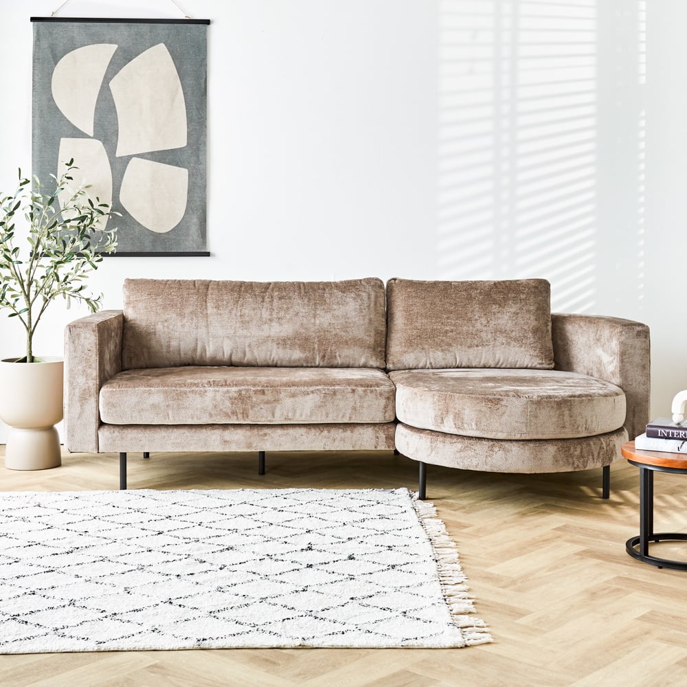 Sofa Bella Dimehouse Taupe LxWxH 138x98x55 Fabric Atmospheric photo front view