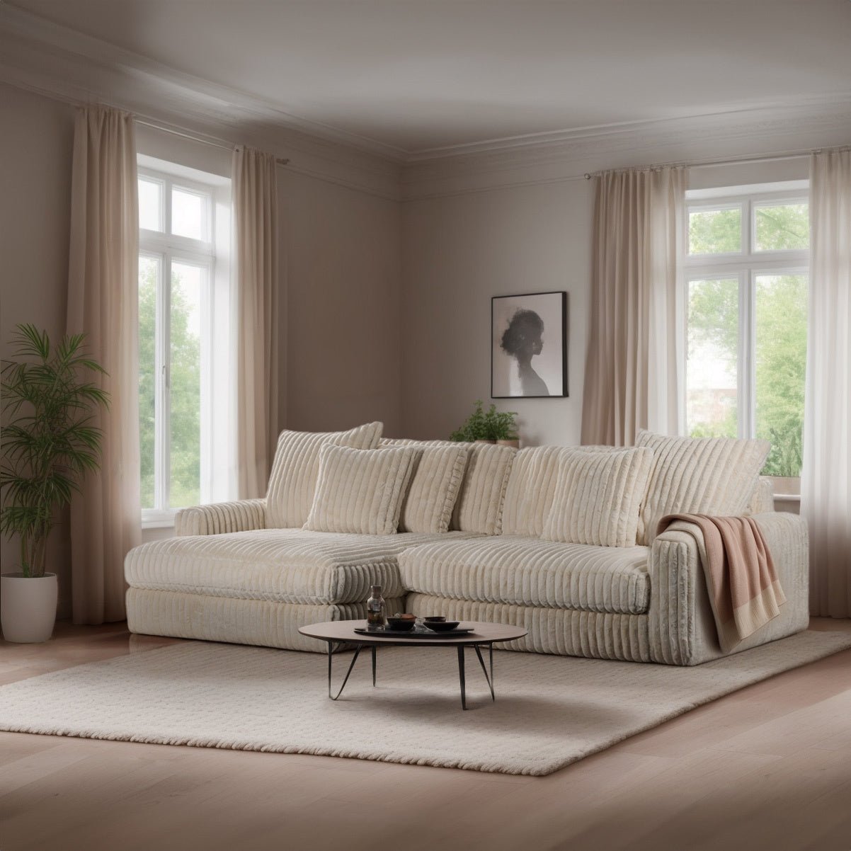 Sofa Nia DH Interior Beige Ambient photo diagonal front view