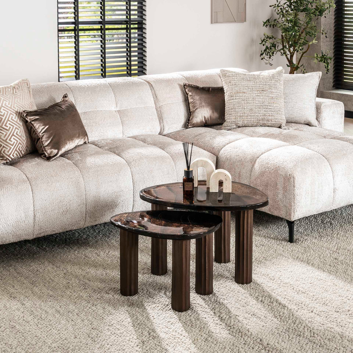 Coffee table Aura M antique copper 62x45 cm