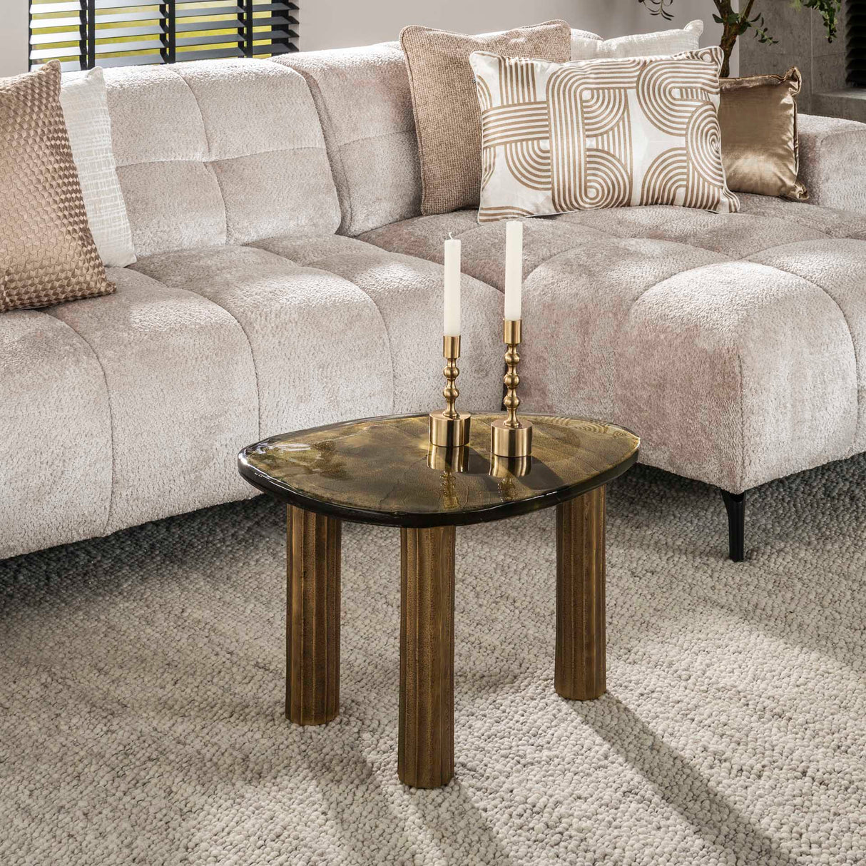 Coffee Table Luna Antique Gold 62x45x40 cm