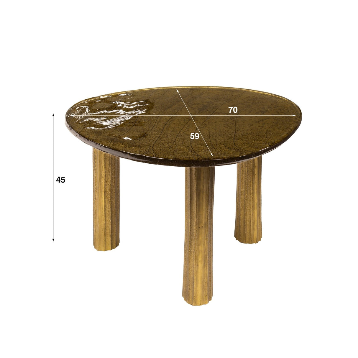Organic coffee table Aurora L – Antique gold – 70x59 cm