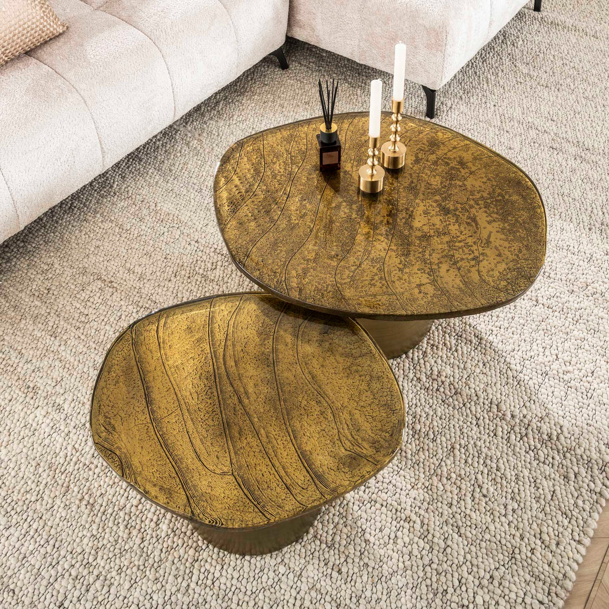 Coffee Table Set Aurelia – Antique Gold – Set of 2