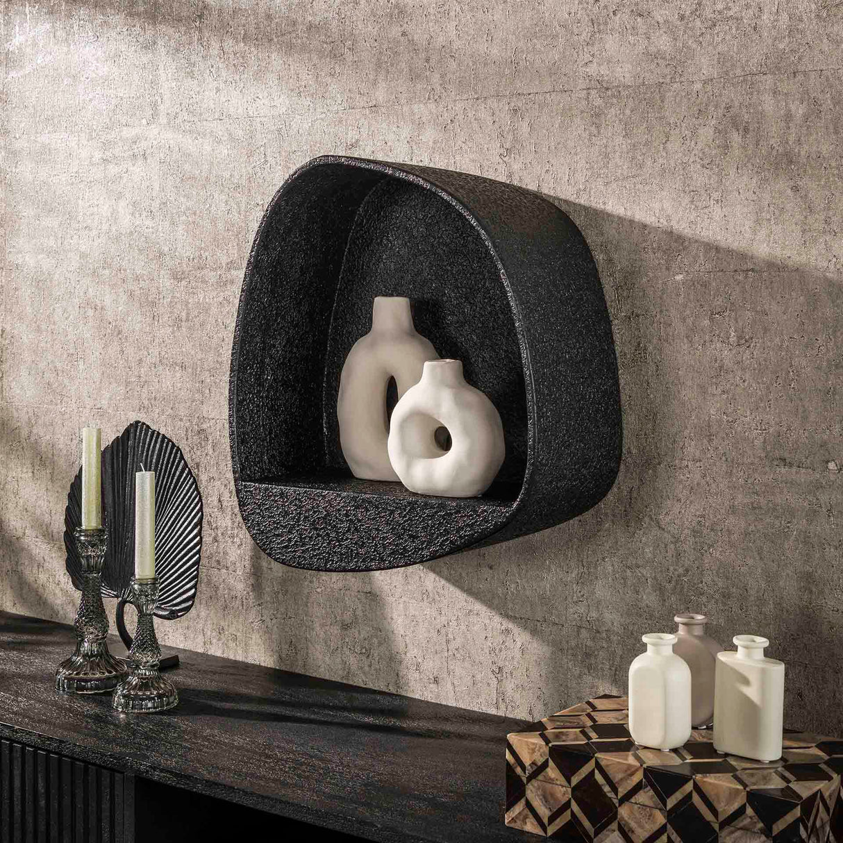 Wall shelf Wide Metallic Gray 44x21 cm Aeris