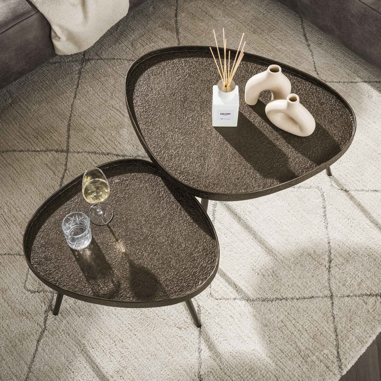 Luna Triangle coffee table set 2 bronze 80x60 cm