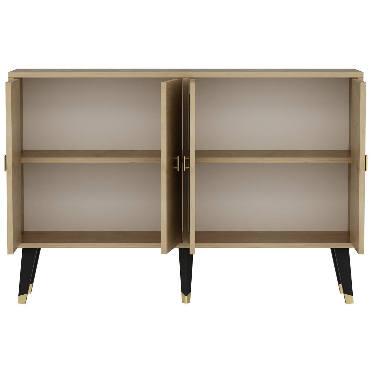 Ahart Console eikenlook met gouden accenten 120 cm Saffier eikenlook en goud Melamine gecoat houtcomposiet