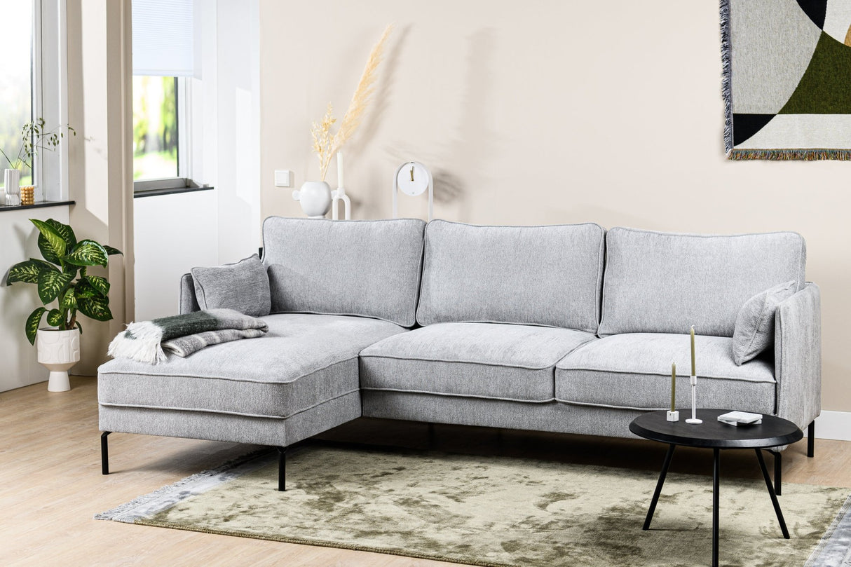 Corner sofa Peppin fabric light grey - left