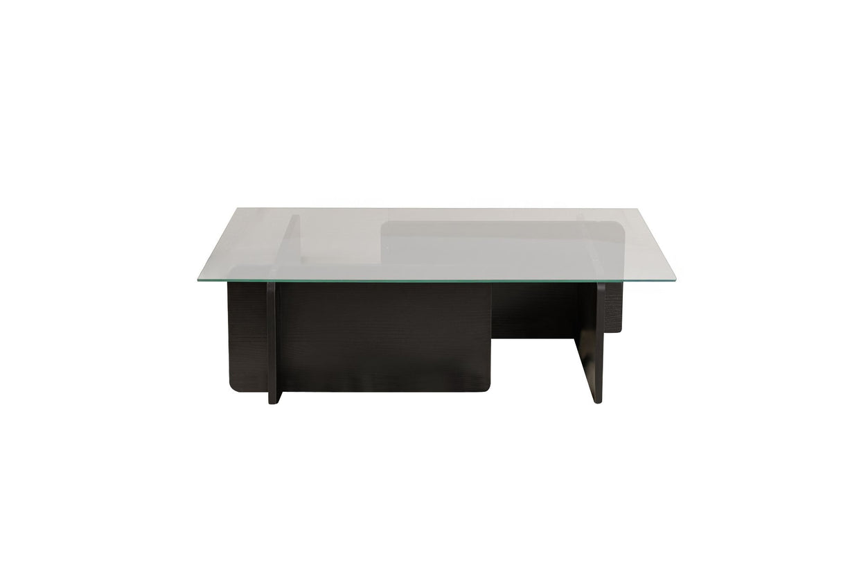 Coffee Table Black Wood Melamine Glass Opal 105x65x30 cm
