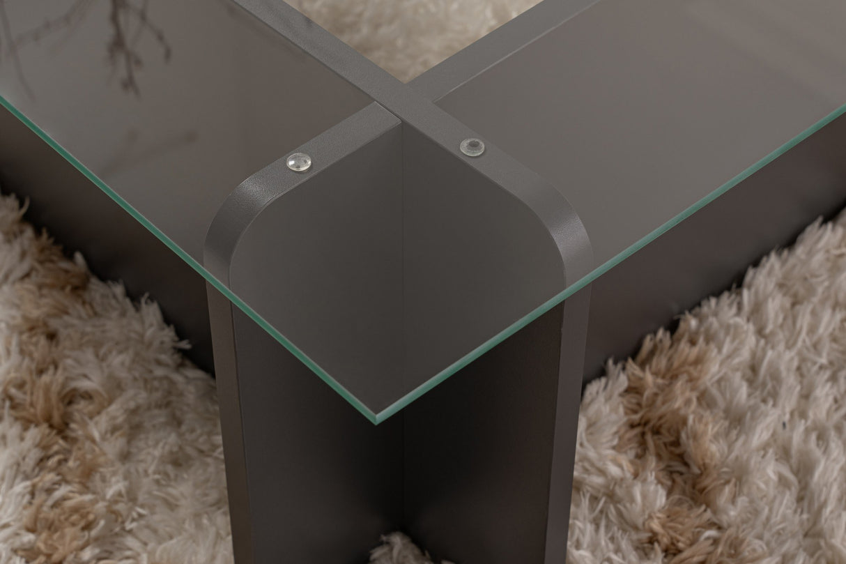 Salontafels - Salontafel Glas Antraciet Opal 105x65 cm - Dimehouse