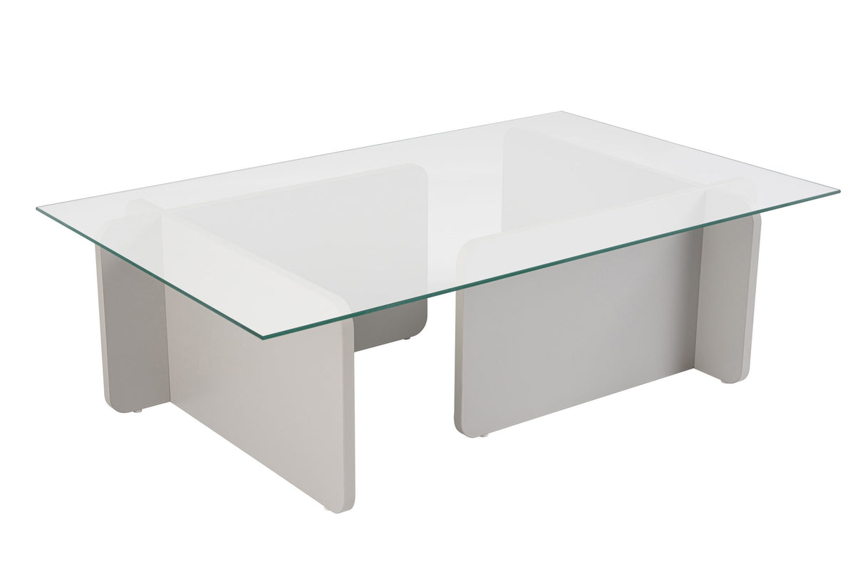 Salontafels - Salontafel Grijs Melamine Glas Opal 105x65x30 cm - Dimehouse
