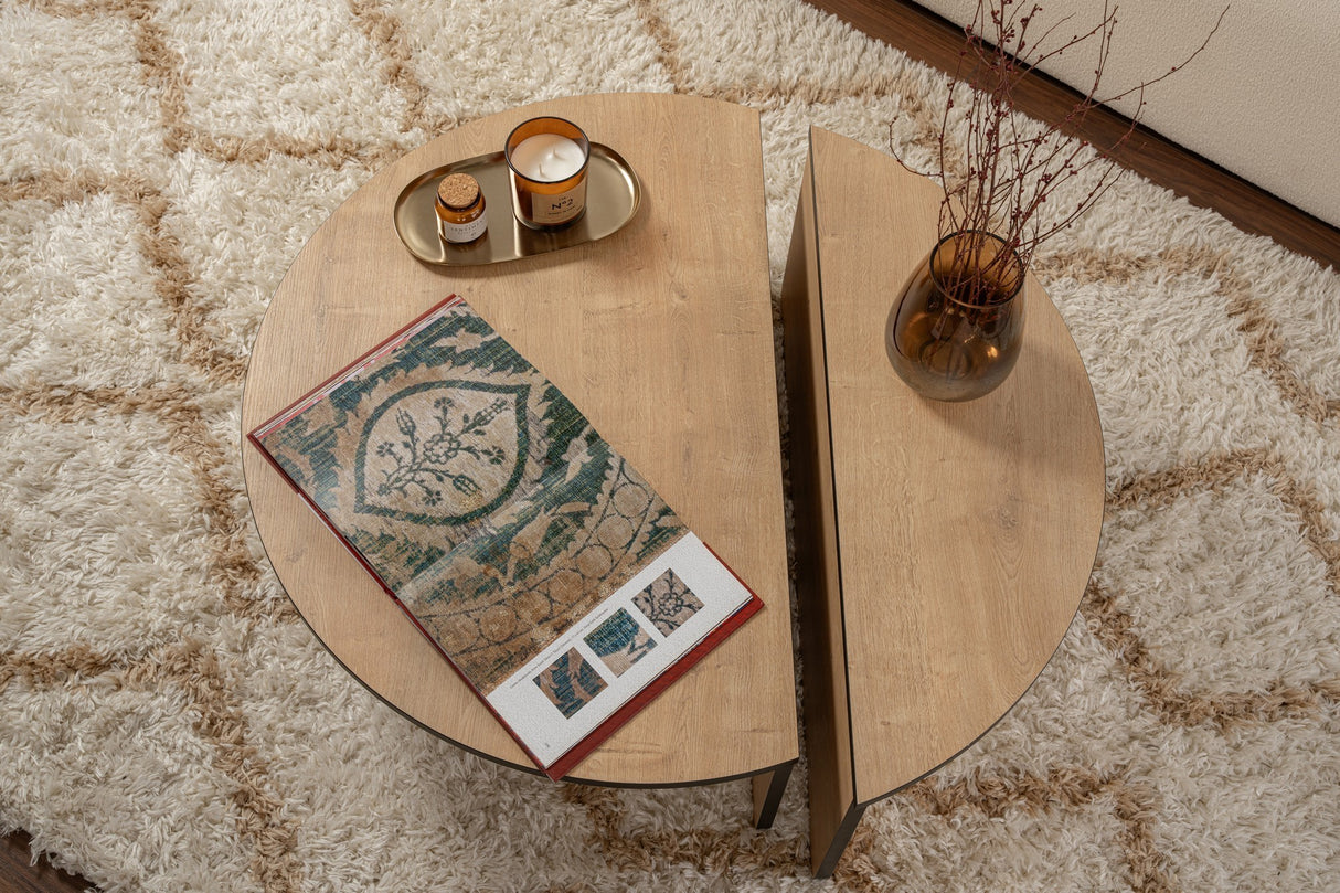 Round Coffee Table 85 cm Natural Oak Look Melamine Orin