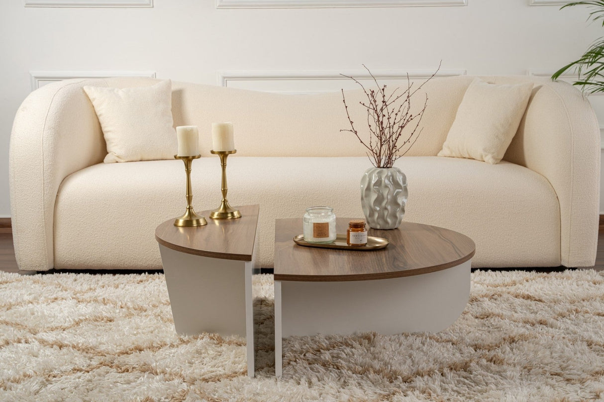 Orion coffee table Walnut and White 90x60 cm Walnut White Melamine