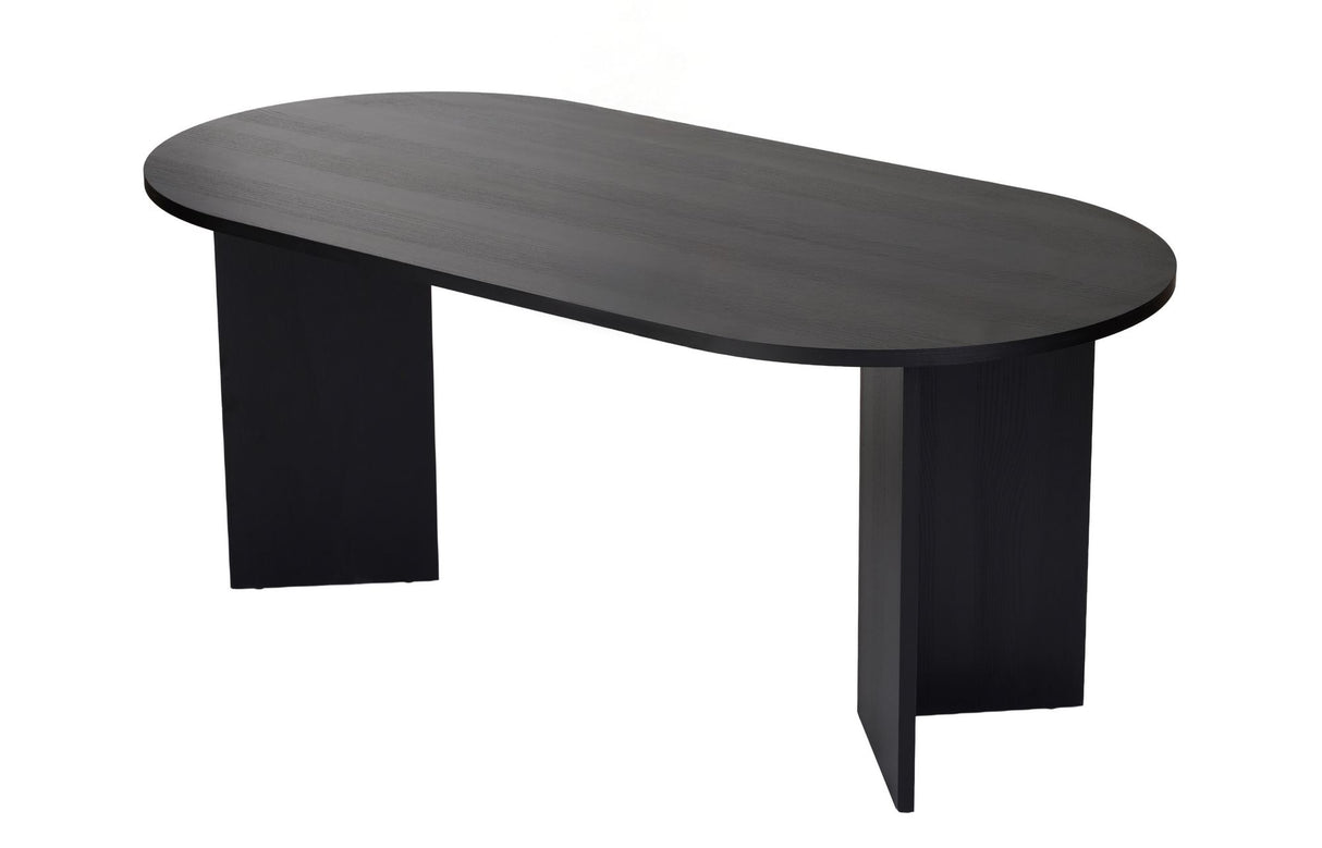 Oval dining table Black melamine - Japandi - 180x89.5x75 cm - Sota