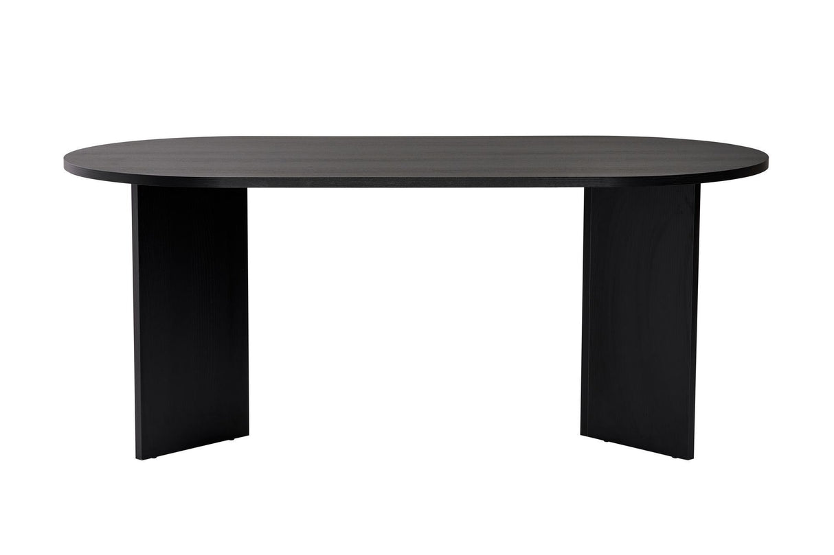 Oval dining table Black melamine - Japandi - 180x89.5x75 cm - Sota