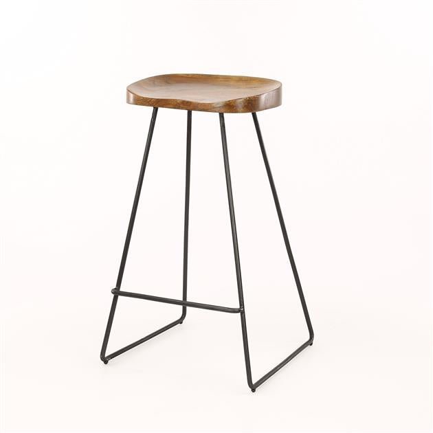 Set of 4 Bar Stools Lenn Acacia Wood - Seat Height 71 cm - Without Backrest