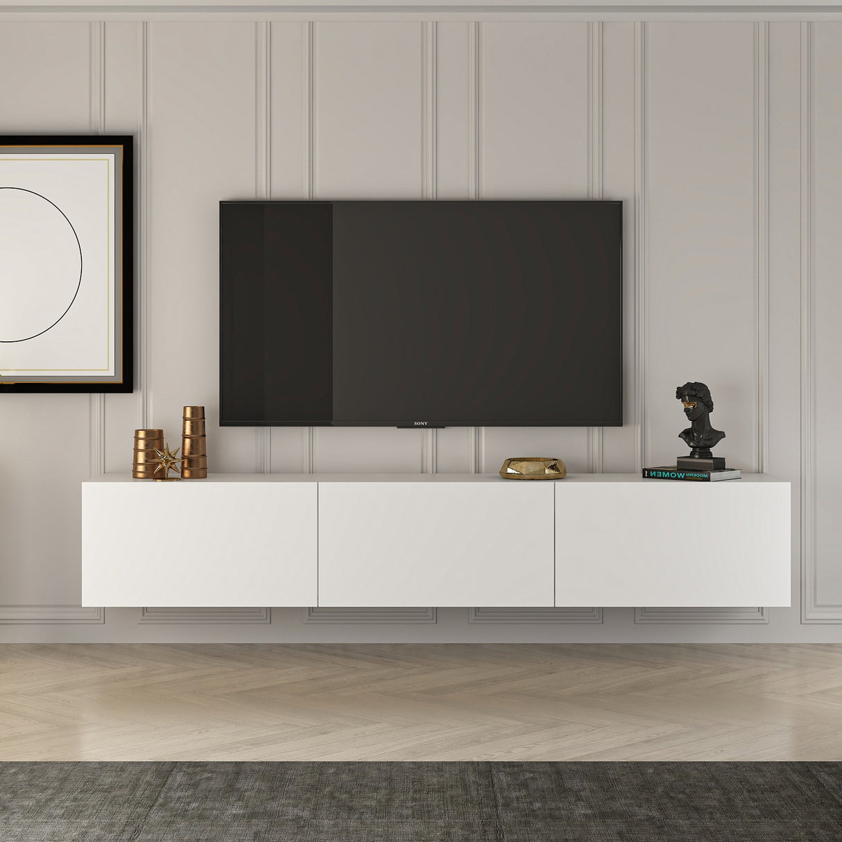 West Wall console white 150 cm Melamine wood composite