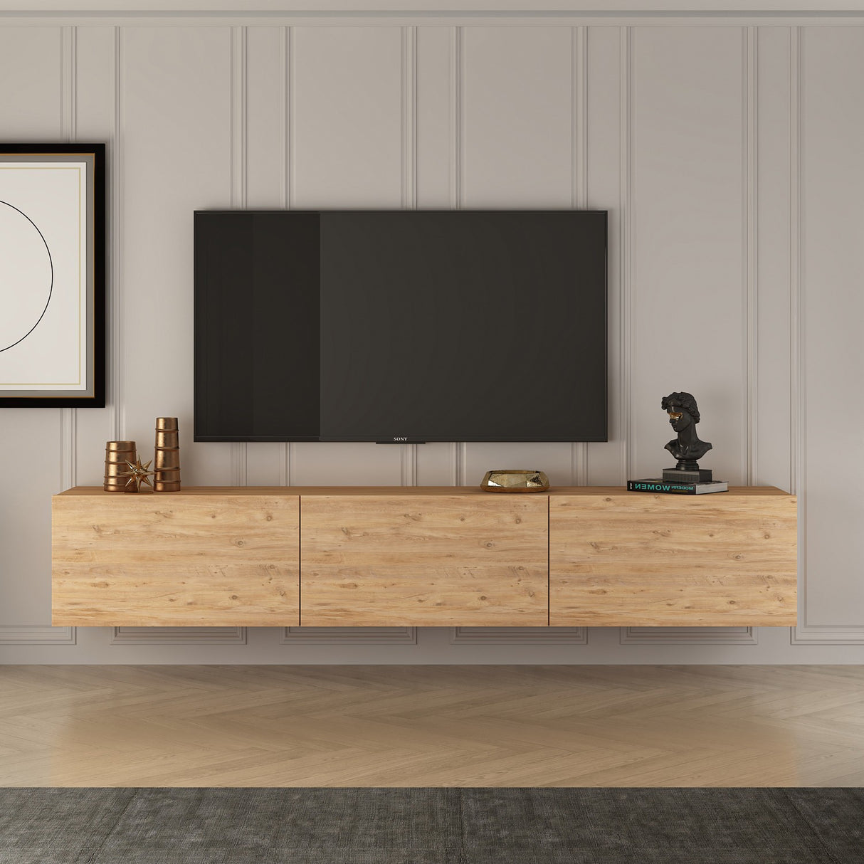 West TV cabinet Atlantic pine 150 cm Melamine-faced wood composite