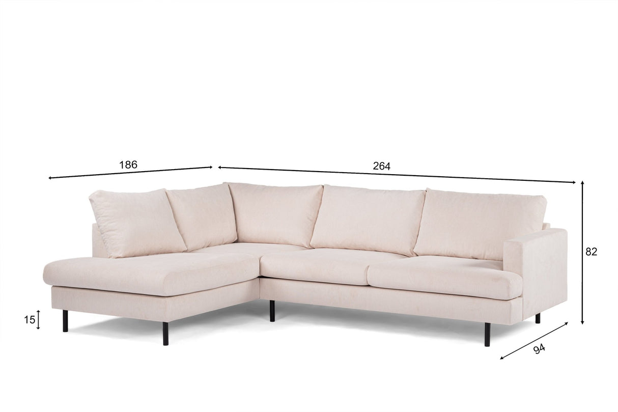 Banken - 3 - zits hoekbank Chiara ribstof beige - Dimehouse