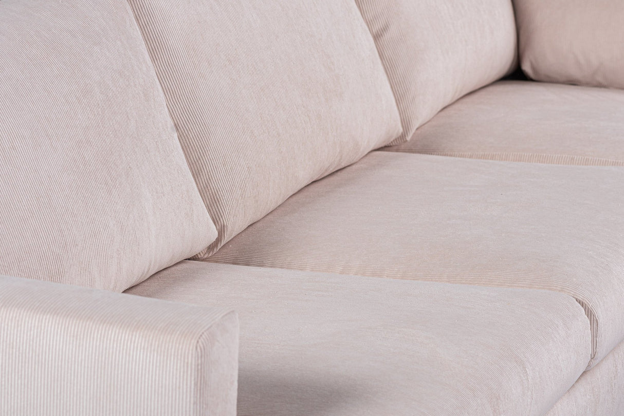 Banken - 3 - zits hoekbank Chiara ribstof beige - Dimehouse