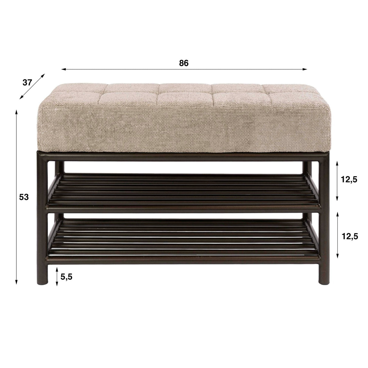 Schoenenbank-Schoenenbank Terra 85 cm bruin metaal-Dimehouse