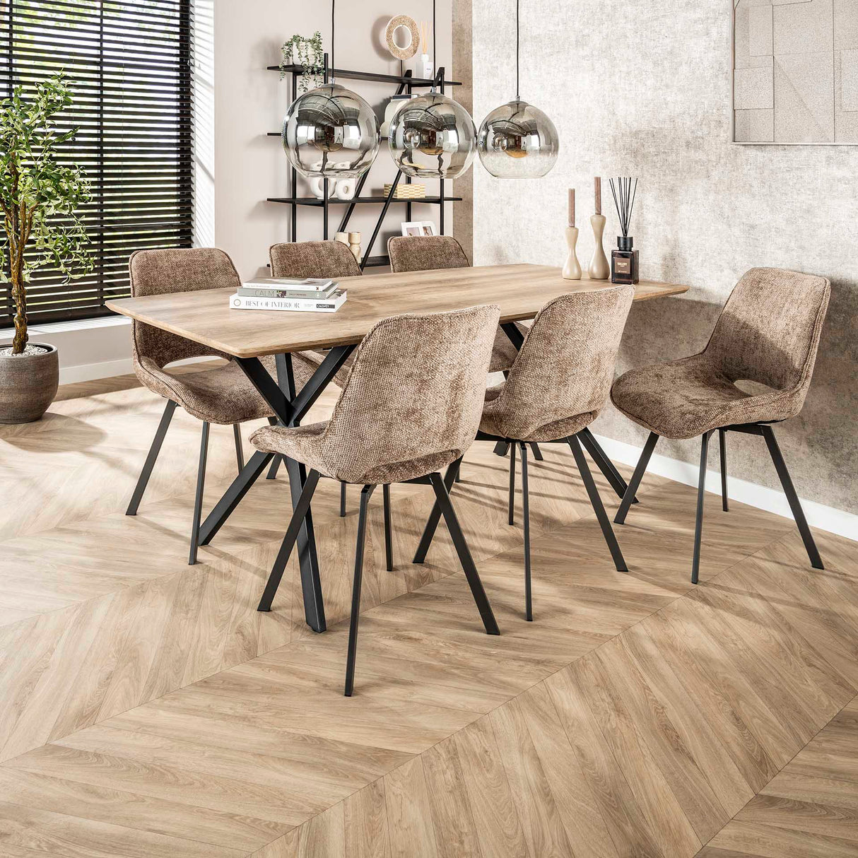 Modern Dining Chair Riviera Rich Champagne Swiveling Without Armrests