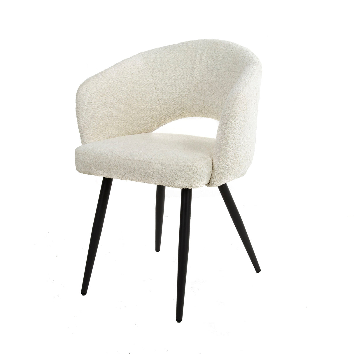 Modern Dining Chair White Cargo Bouclé Fabric