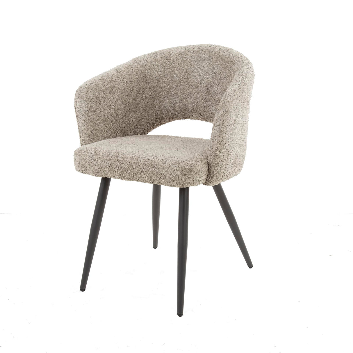 Eetkamerstoelen - Moderne Eetkamerstoel Zand Cargo Bouclé Stof - Dimehouse