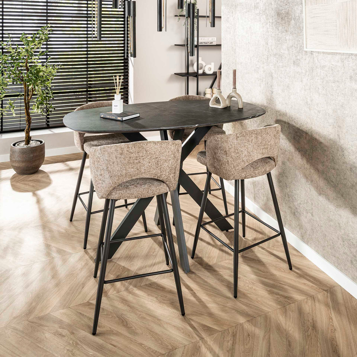 Modern Sand Alba Tissee Cargo Fabric Bar Stool