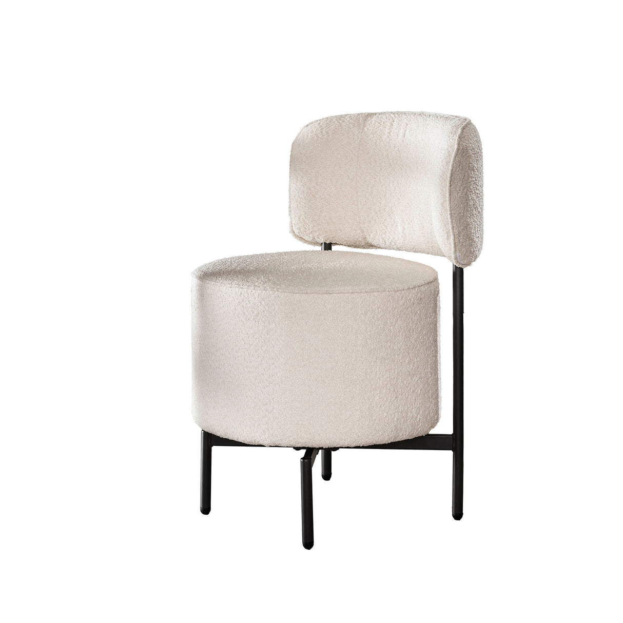 Set of 2 dining chairs Dante Bouclé white swivel
