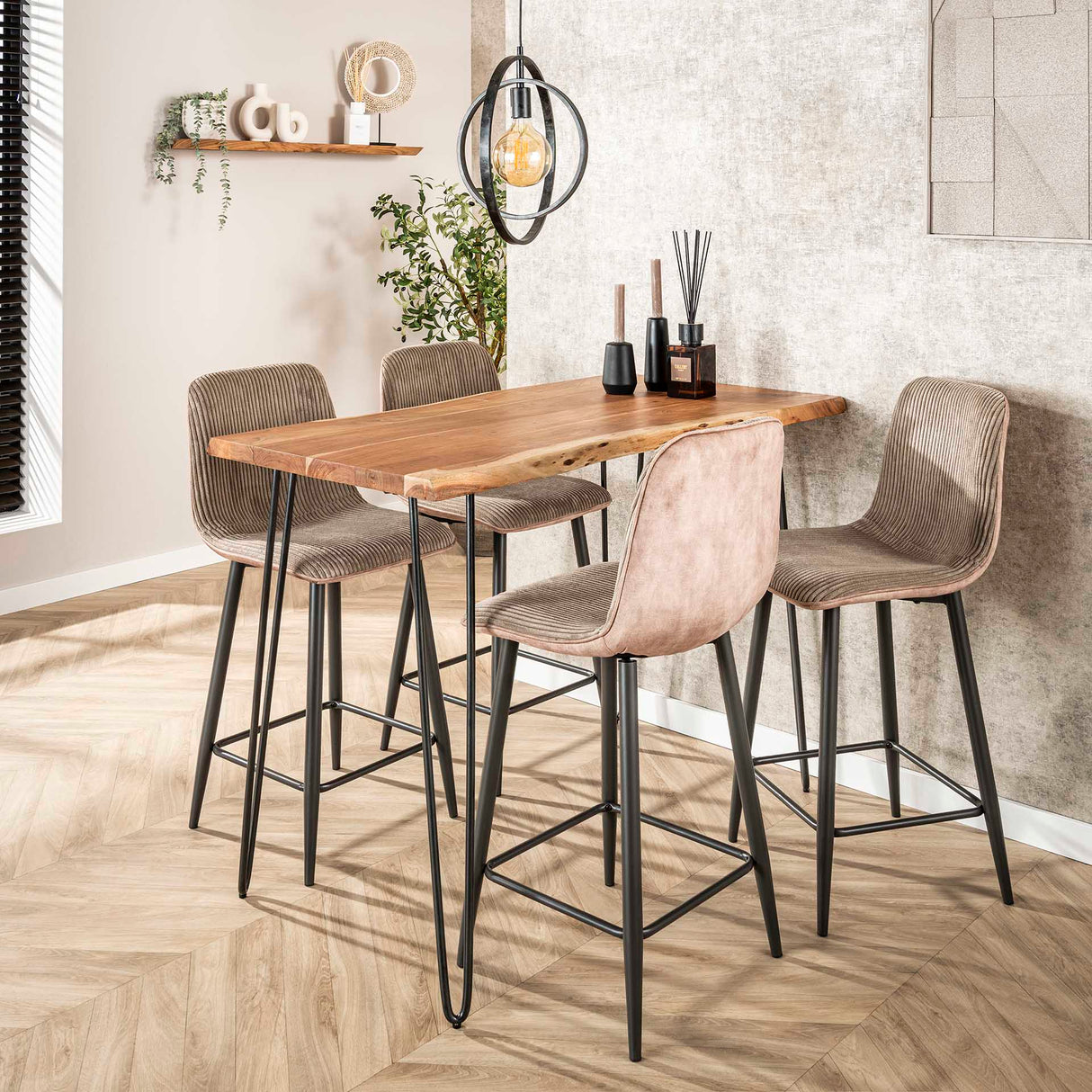 Modern Bar Stool Lento Rib Rock Fabric Sand Rib Texture