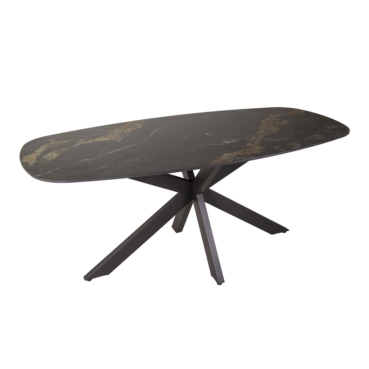 Eettafels - Eettafel Dolore 180x90 cm Deens Ovaal Marmerlook Zwart - Dimehouse