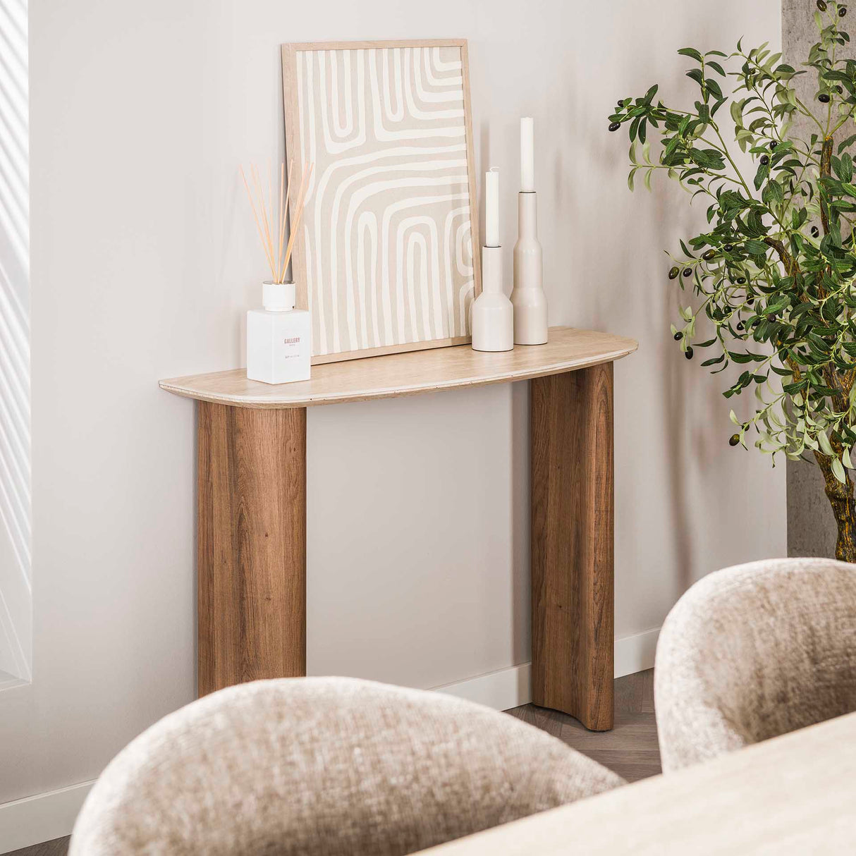 Monza Curved Cabinet Ceramic Travertine 100 cm