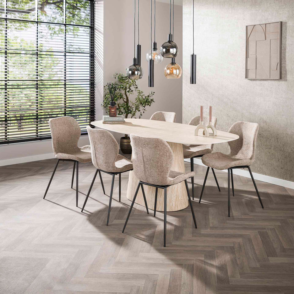 Milo Dining Table Rectangle 180 cm Ceramic Travertine