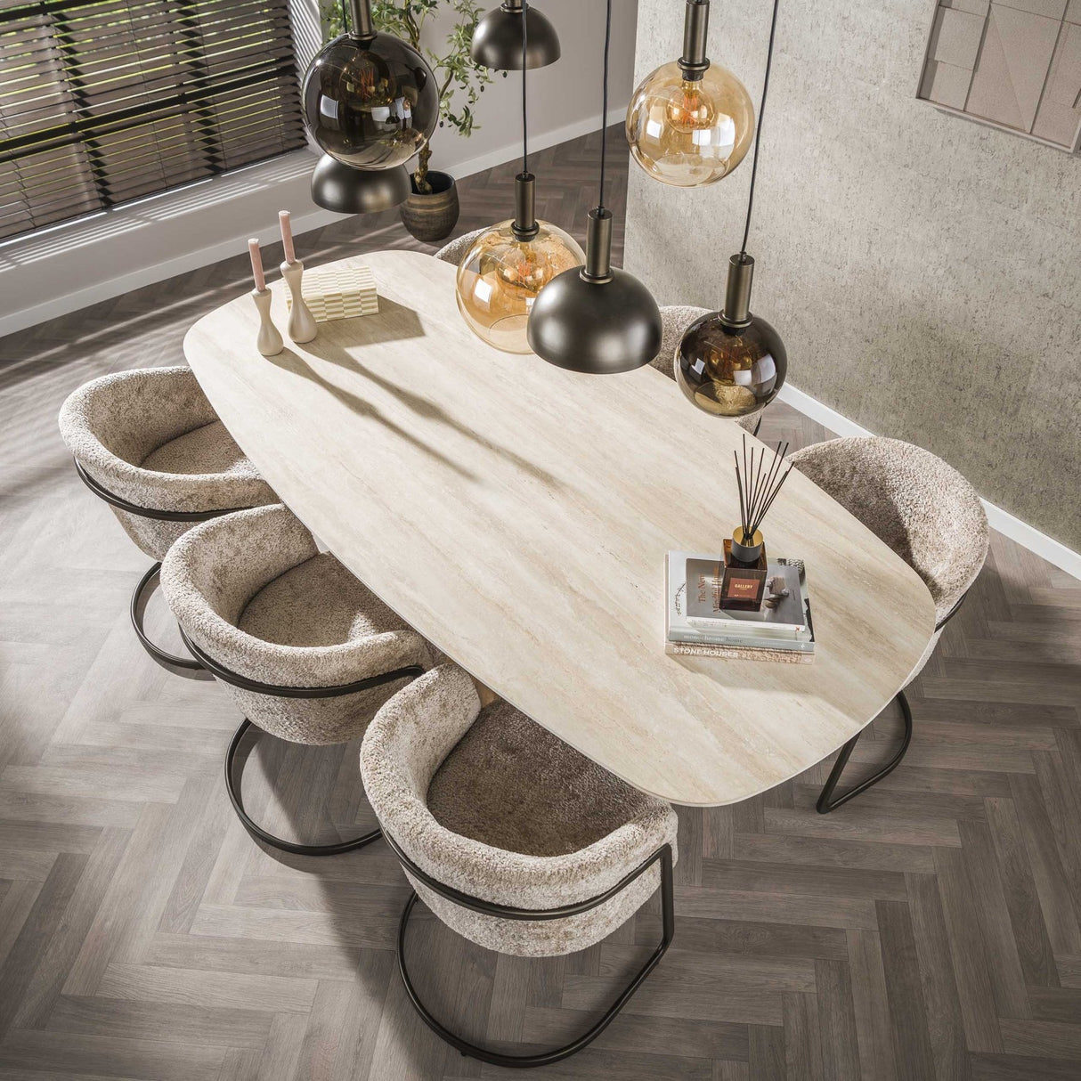 Cento Dining Table 215 cm 3D ceramic travertine rectangular