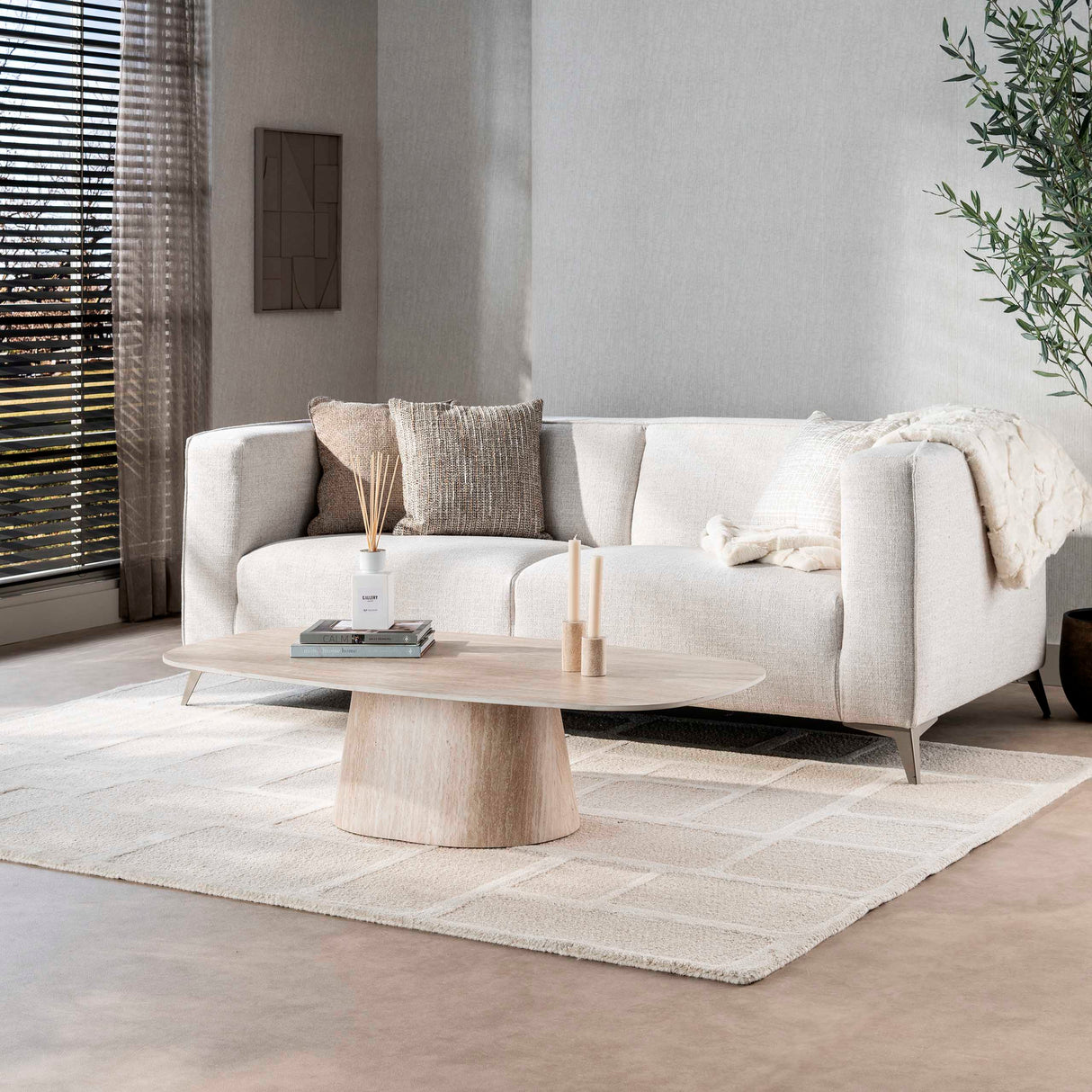 Largo Coffee Table 135x70 cm Ceramic Travertine