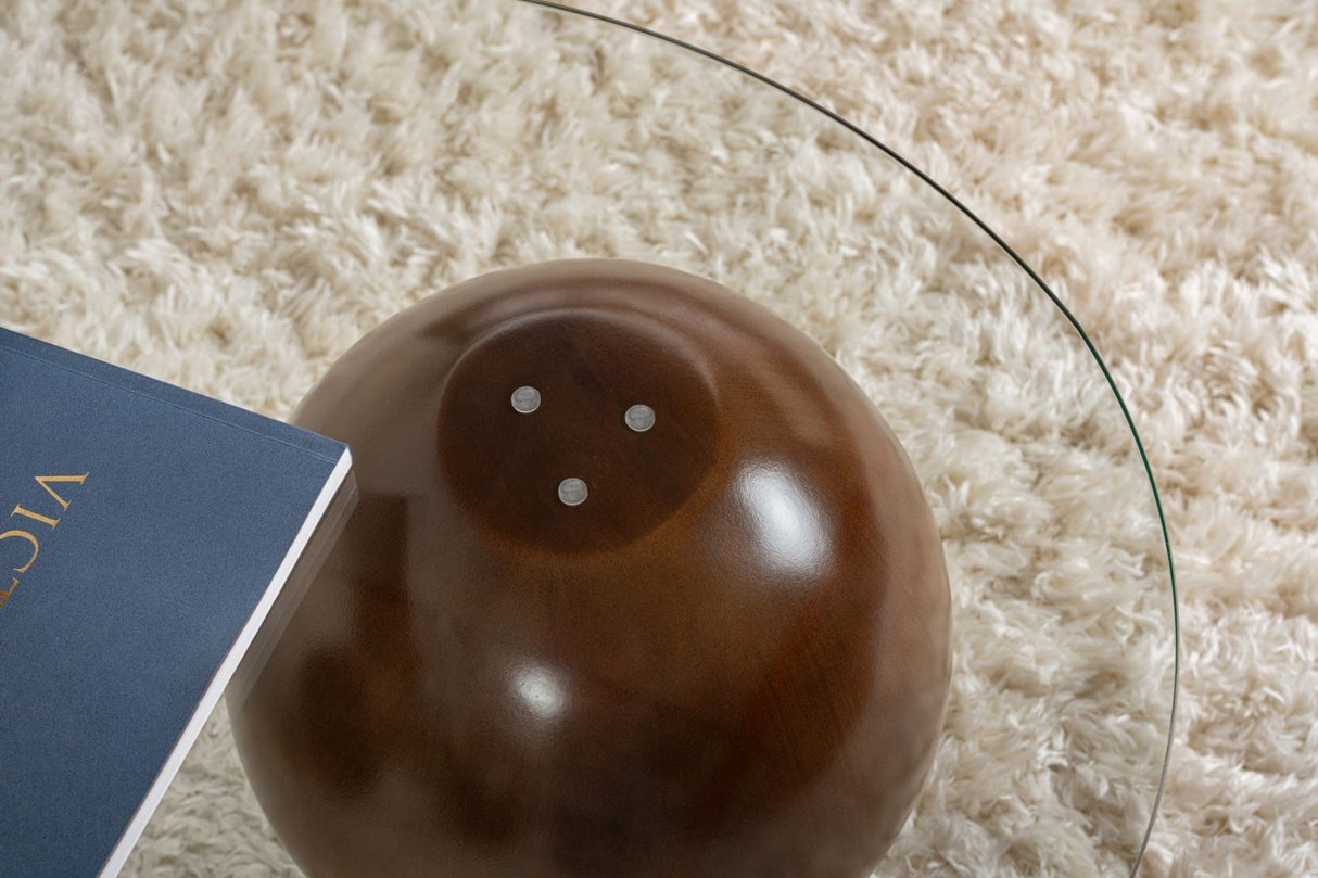 Living room table Sphere Walnut Transparent 120x70 cm Walnut Transparent Tempered glass