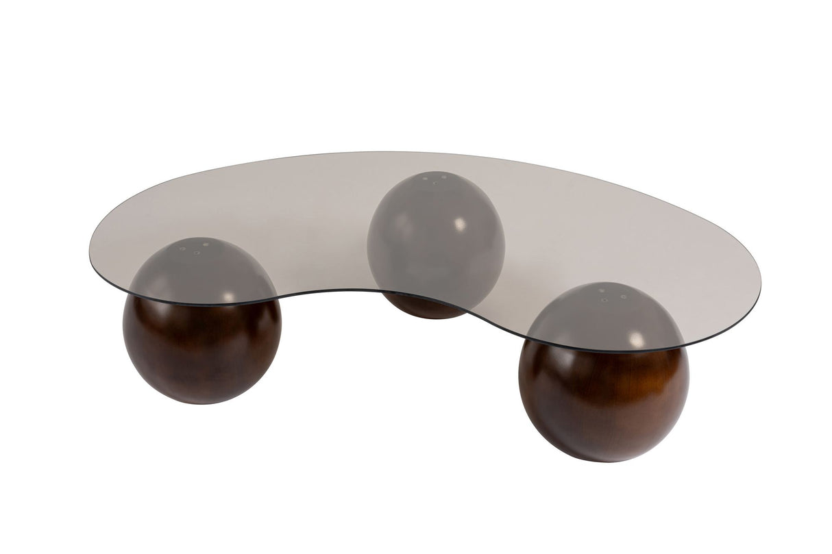 Coffee table Sphere Walnut and Bronze 120x70 cm Walnut Bronze Tempered glass