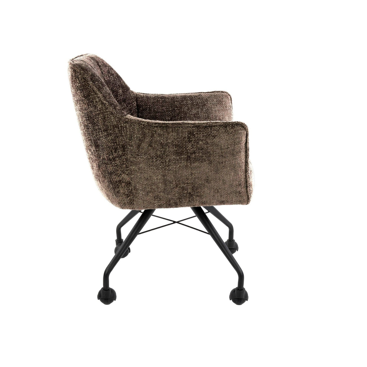 Set of 2 Dining Chairs Richmond Taupe Fabric With Wheels