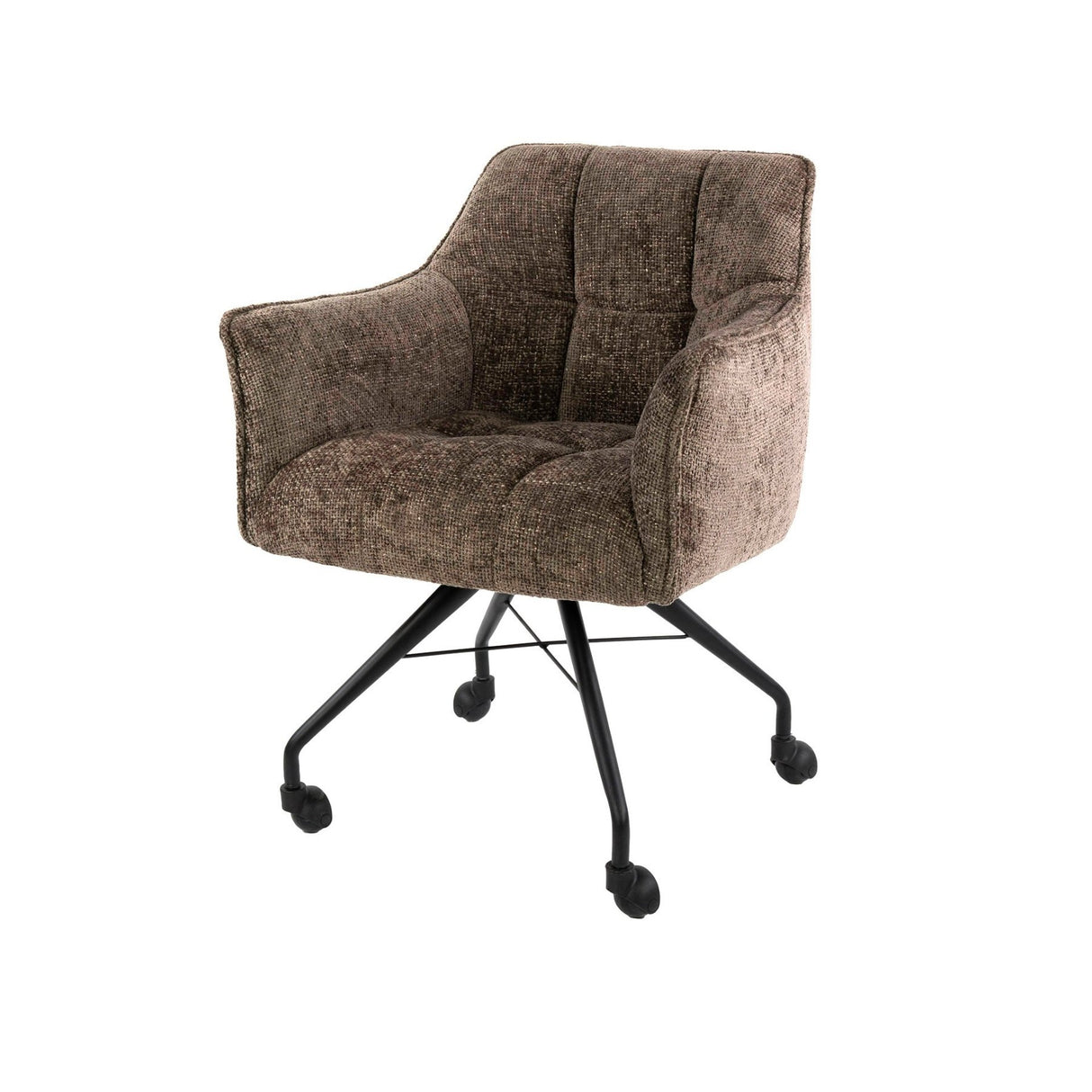 Set of 2 Dining Chairs Richmond Taupe Fabric With Wheels