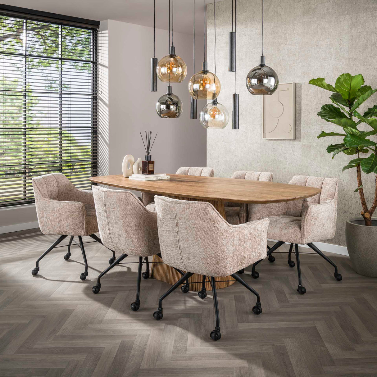 Set of 2 dining chairs Hoven rich sand elegant