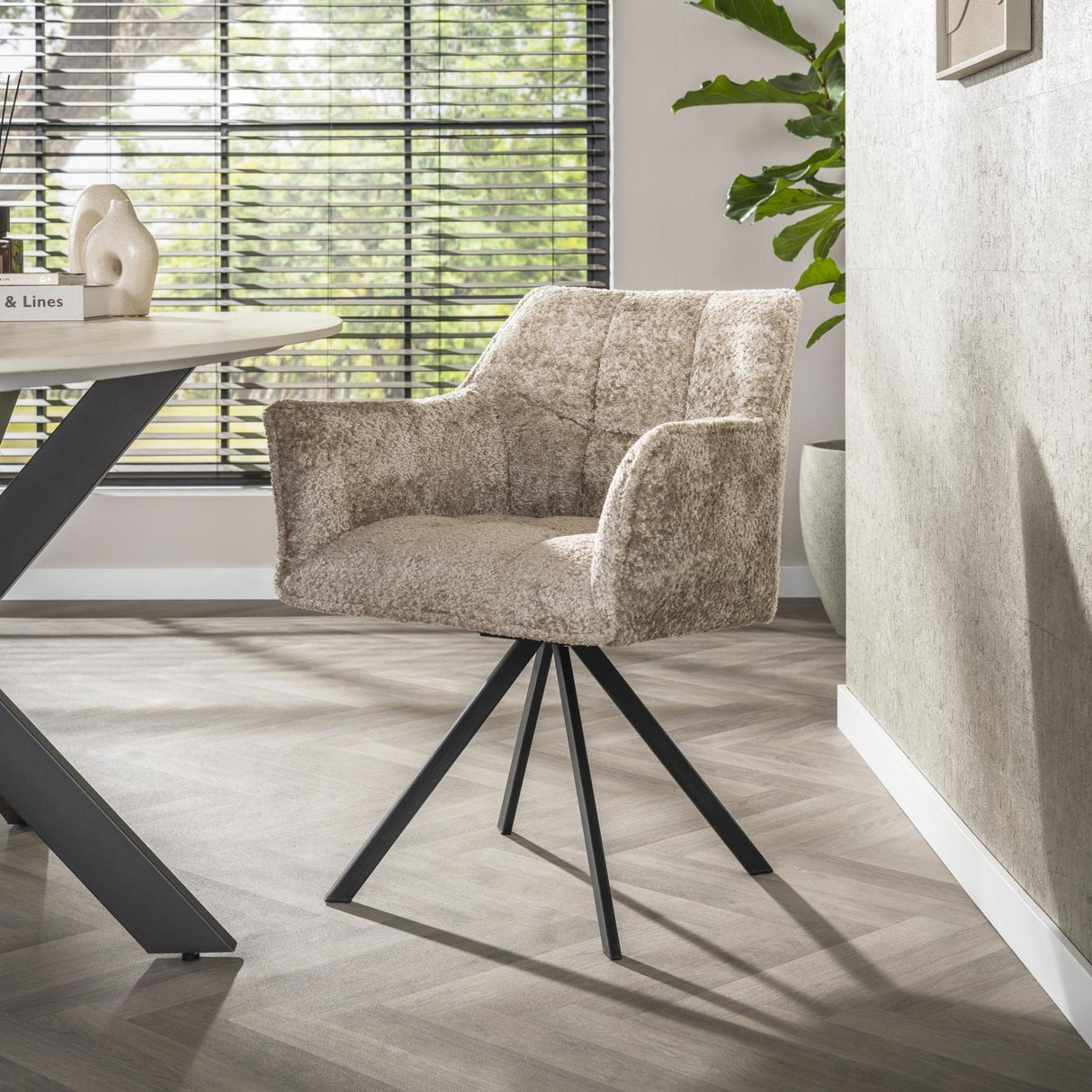 Draaibare Eetkamerstoel Lino Bouclé Zand