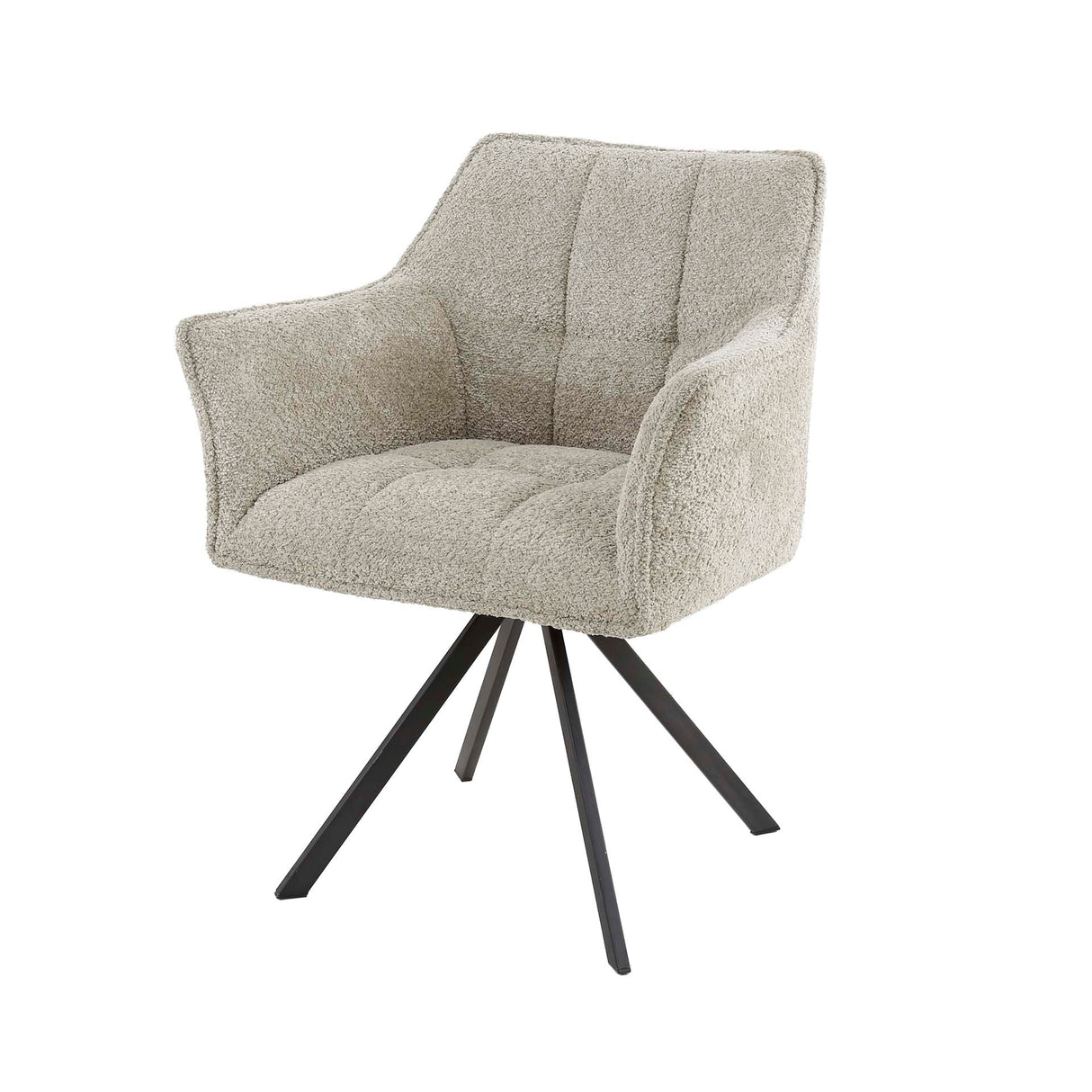 Set of 2 Dining Chairs Lino Bouclé Sand swivel Raster