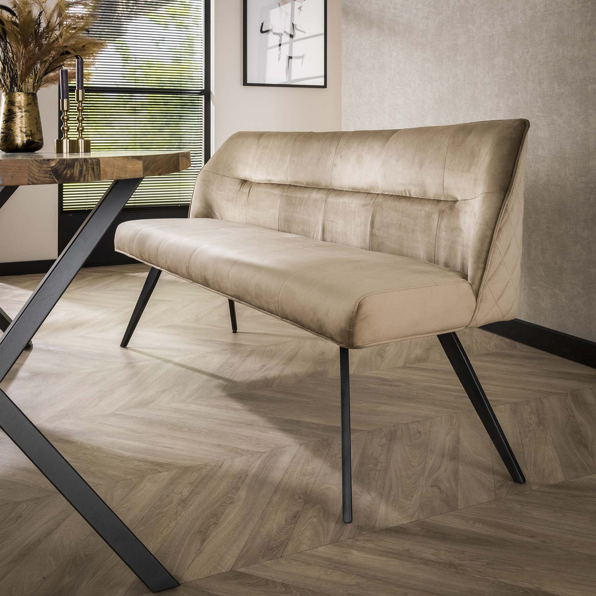 Dining room bench Chia Velvet Champagne 188 cm