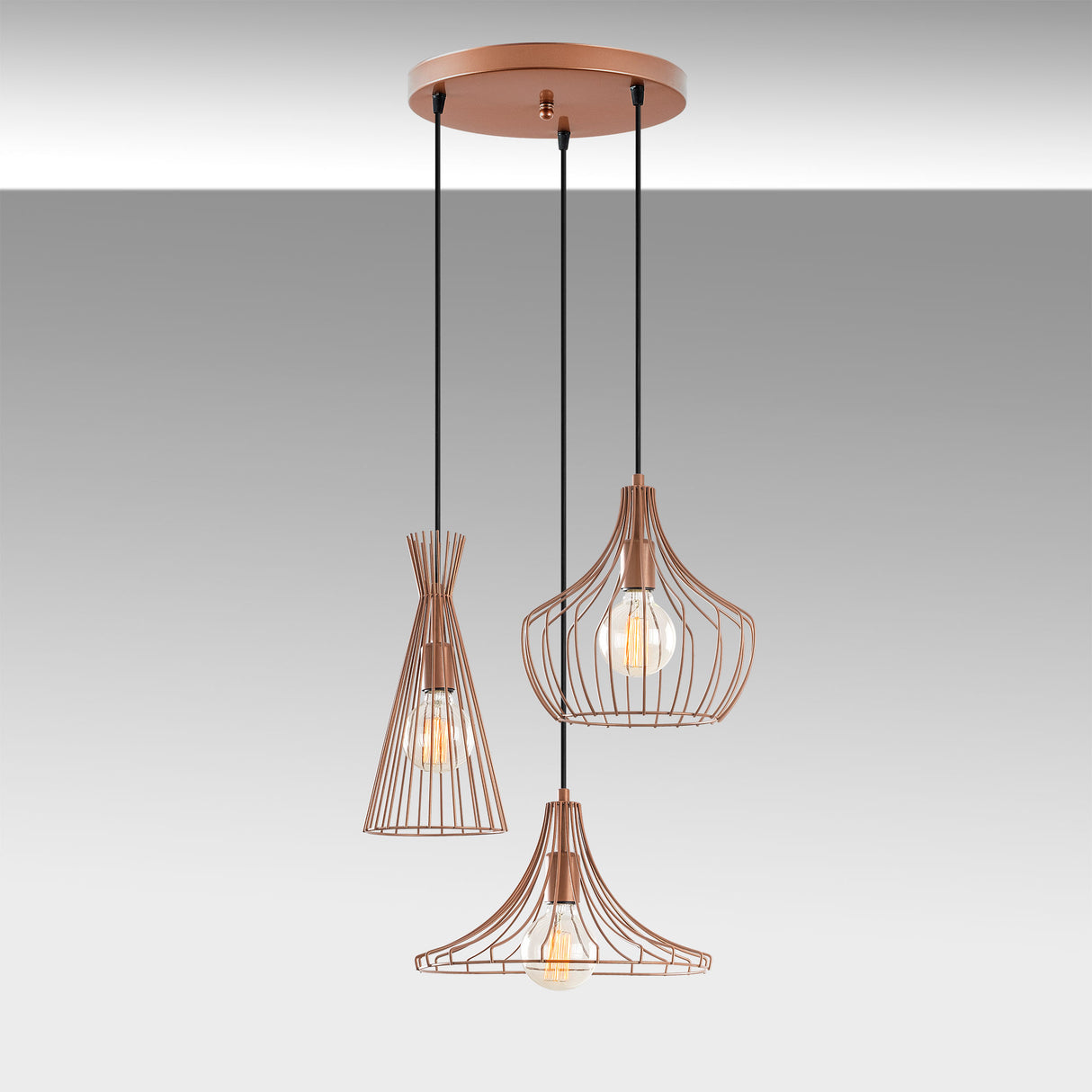 Copper-colored Metal Pendant Lamp Evermere