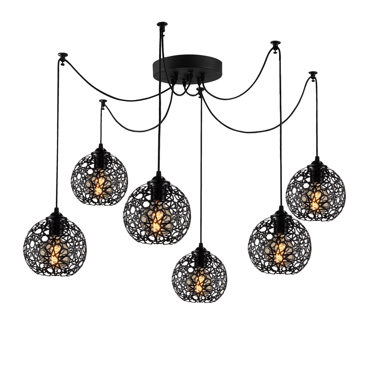 Pendant light 6-light Black Metal Quartz