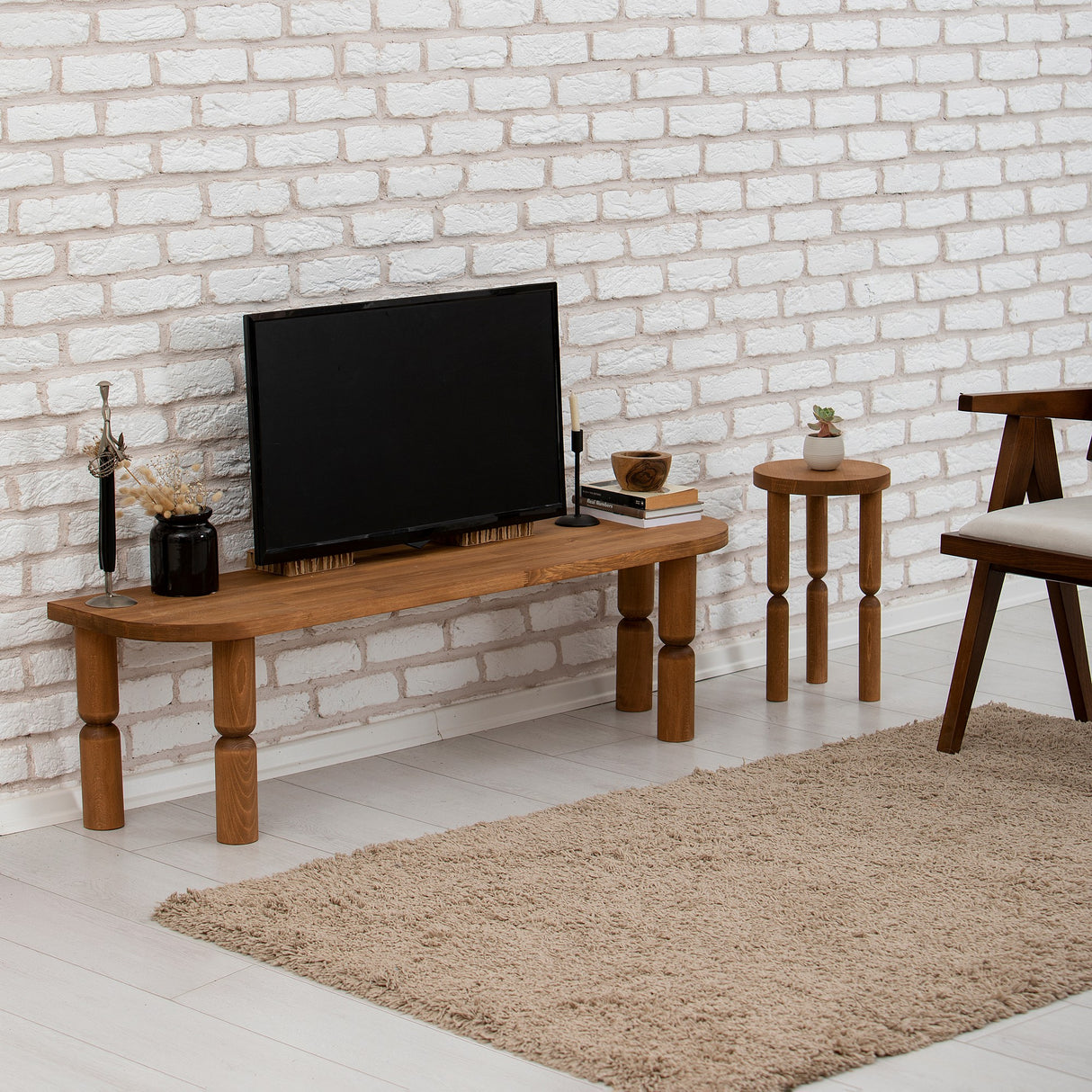 TV Cabinet Ida Walnut Wood 140x40x35 cm
