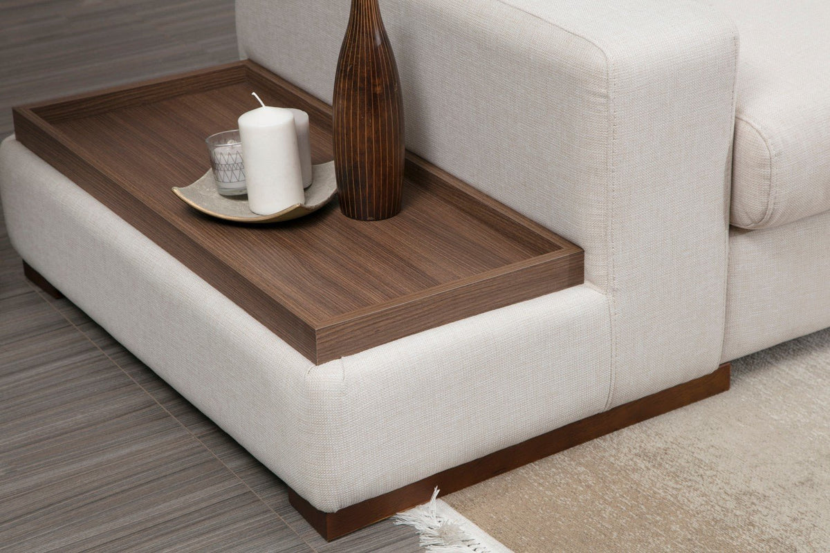 Sofas - Corner Sofa Right Loop Beige - With Table - Dimehouse
