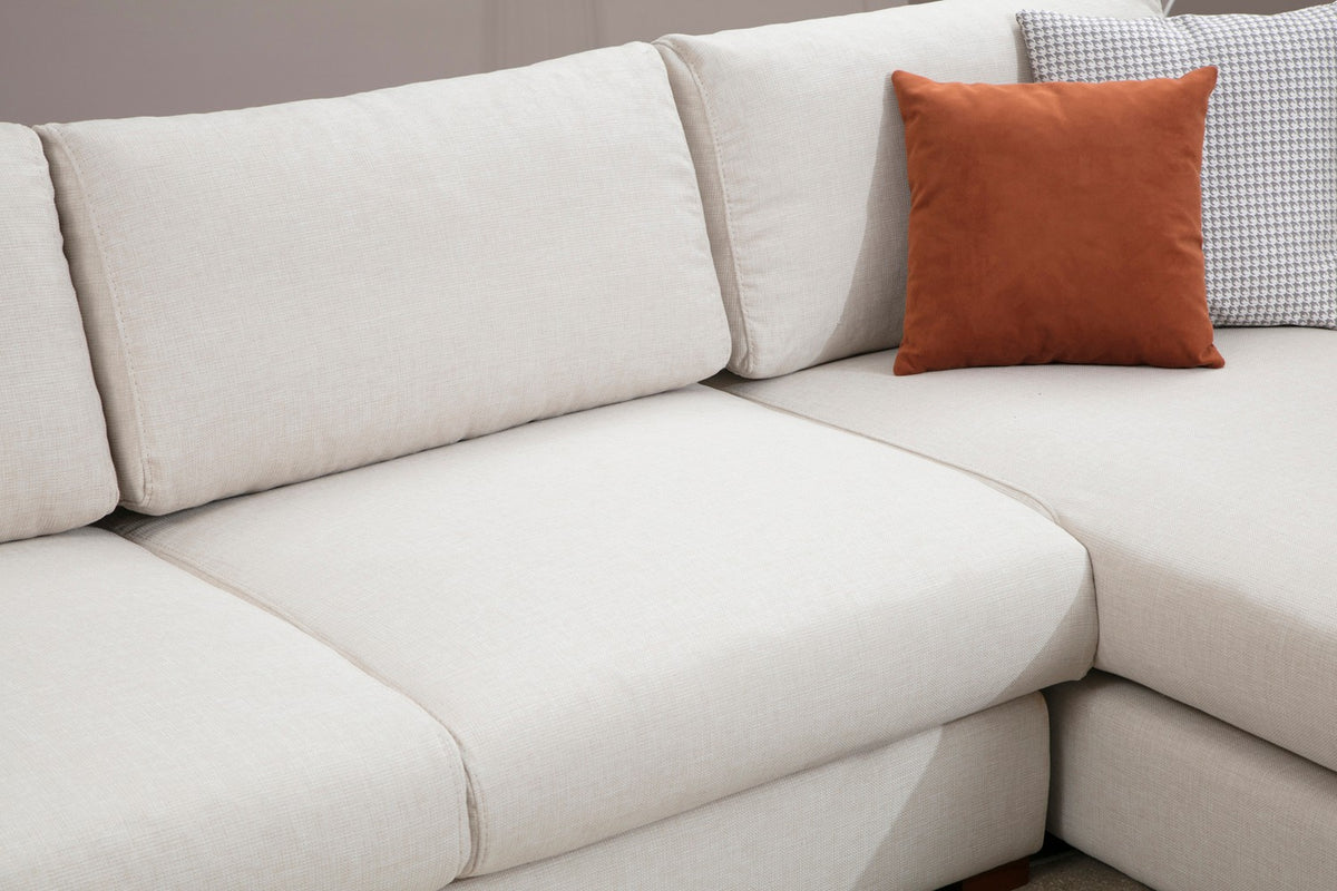 Sofas - Corner Sofa Right Loop Beige - With Table - Dimehouse