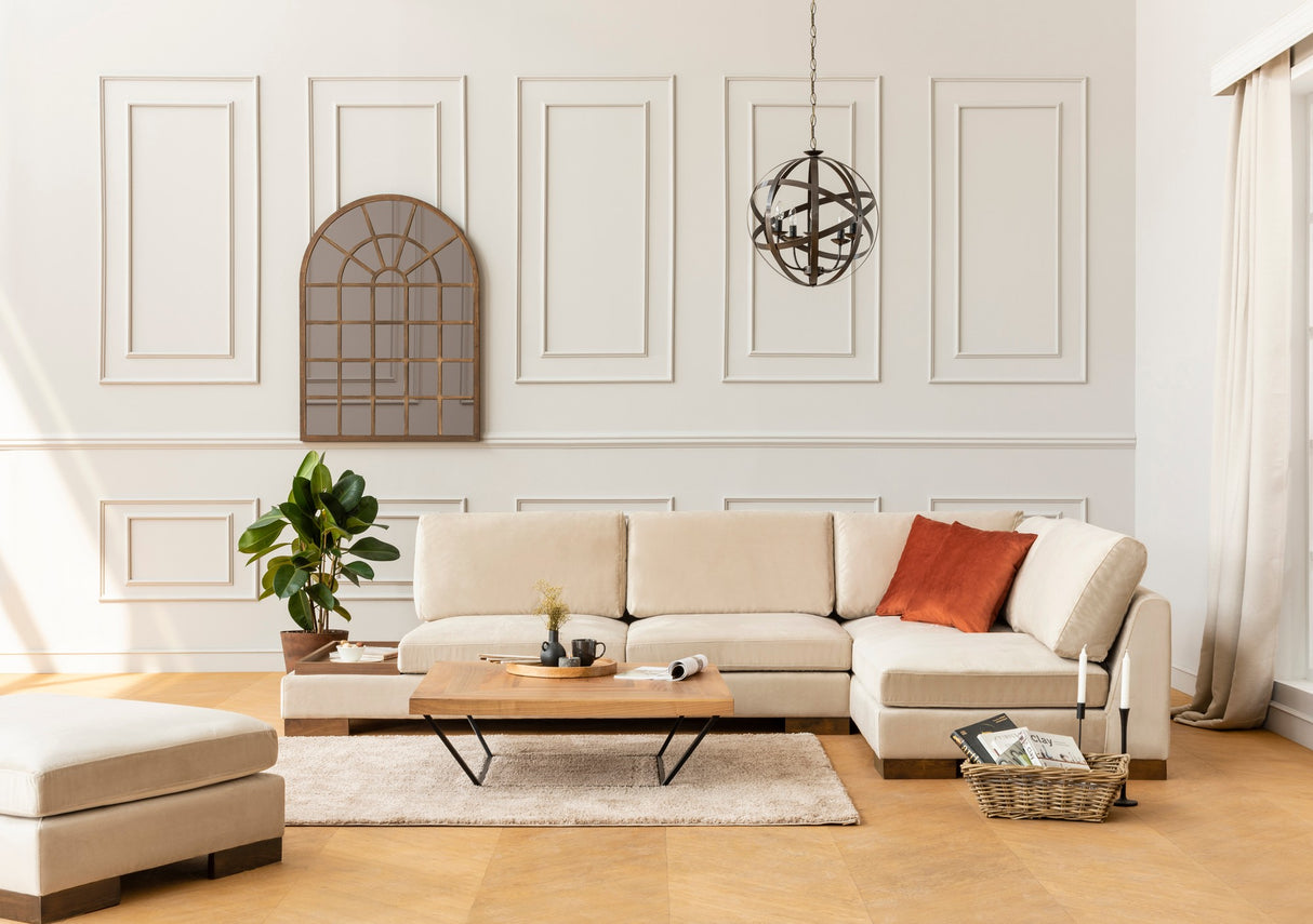 Corner Sofa Right Tulip Beige - With Ottoman