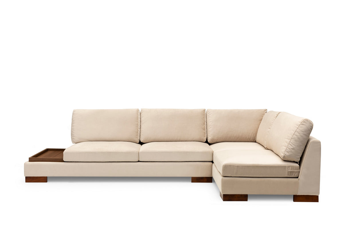Corner Sofa Right Tulip Beige - With Ottoman